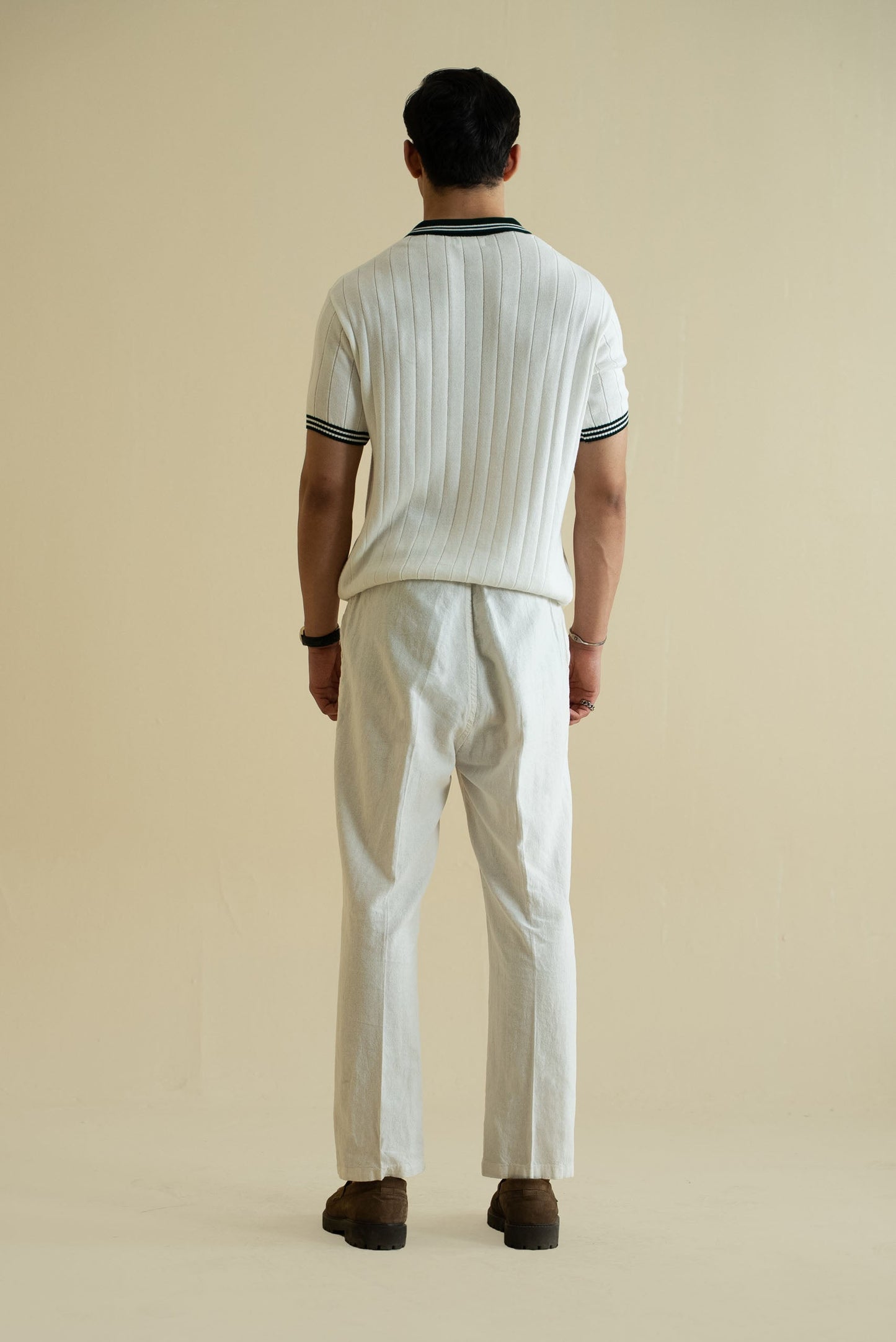 Drop Needle Knitted Polo Shirt