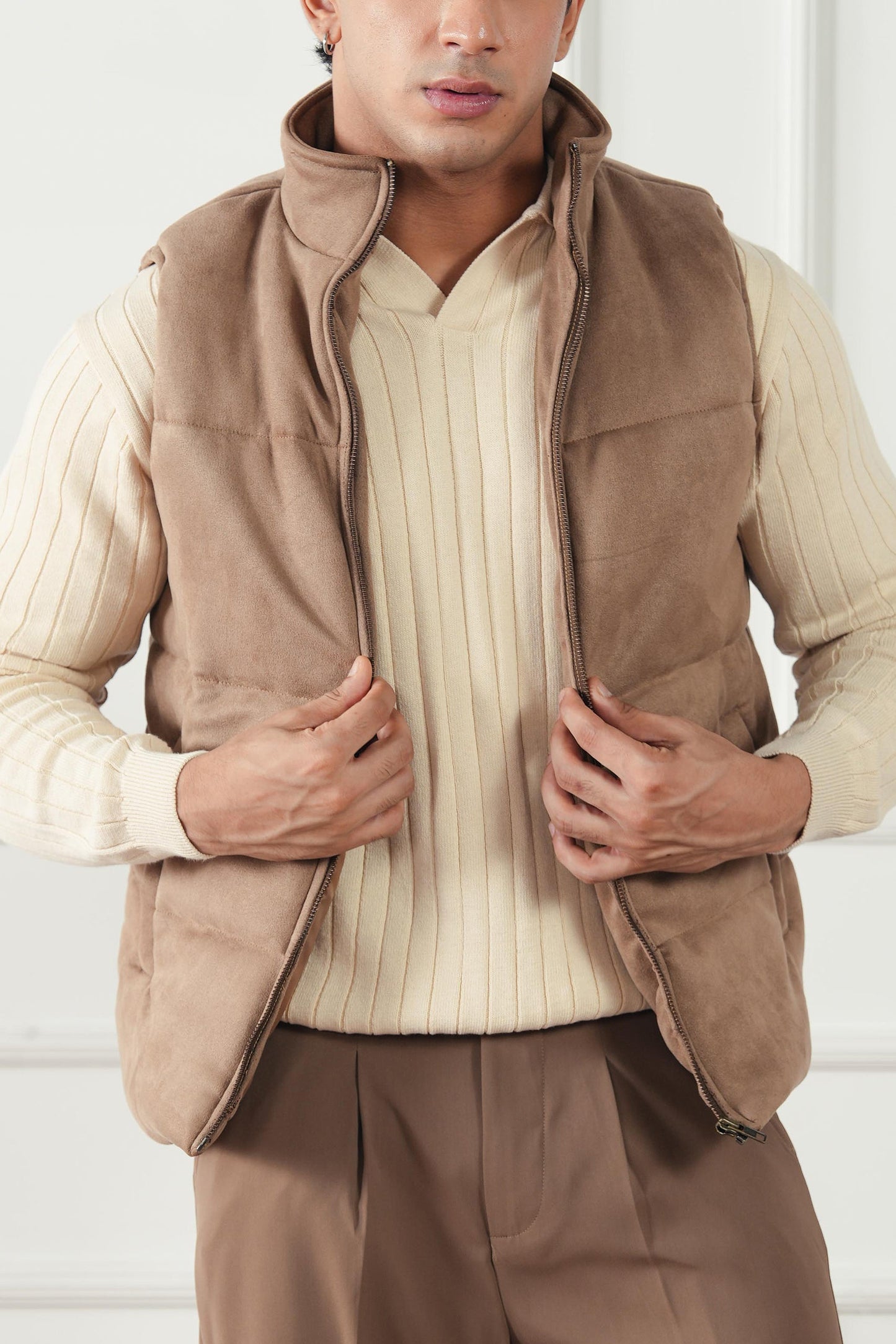 Rib Knit Polo Sweater