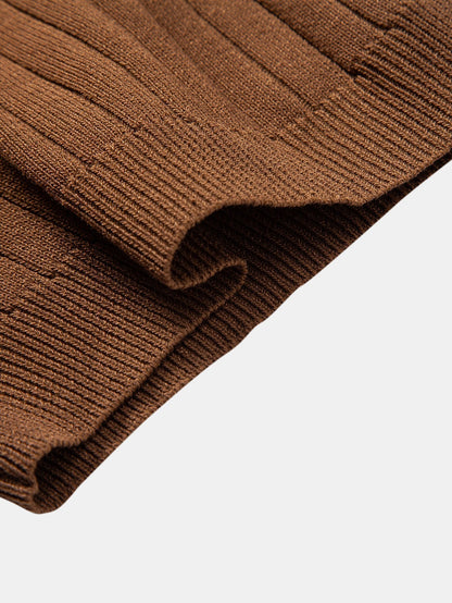 Striped V-Neck Knit Polo