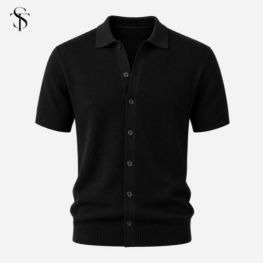ST - Crochet Knitted Button Down Shirt