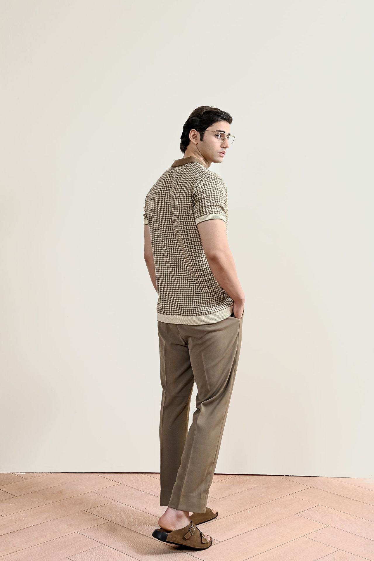 Abstract Jacquard Knit Polo Shirt