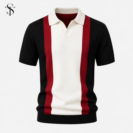ST - Striped Knitted Polo Shirt