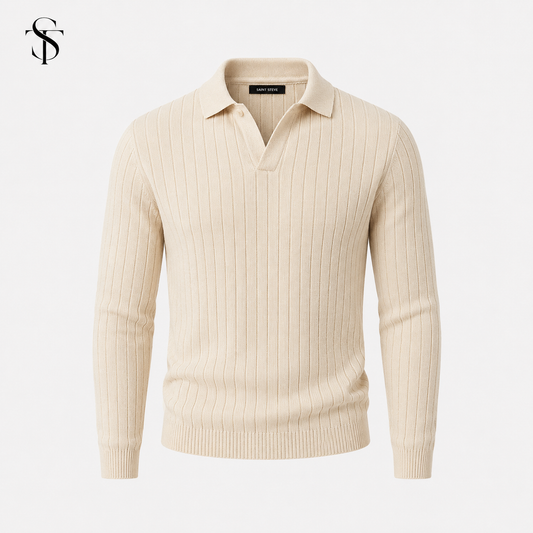 ST - Rib Knit Polo Sweater