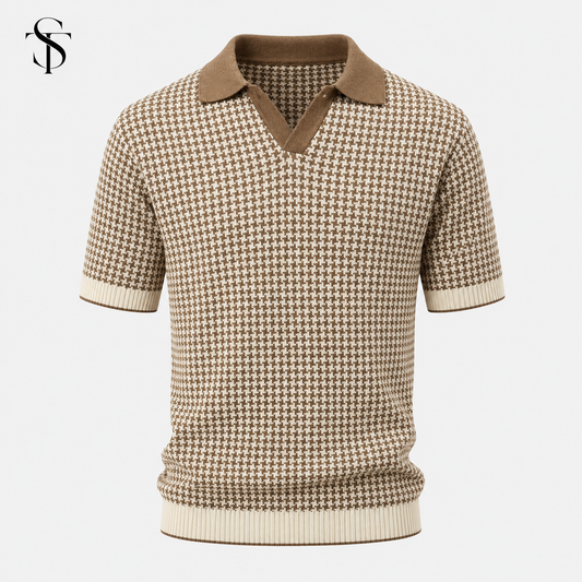 ST - Abstract Jacquard Knit Polo Shirt