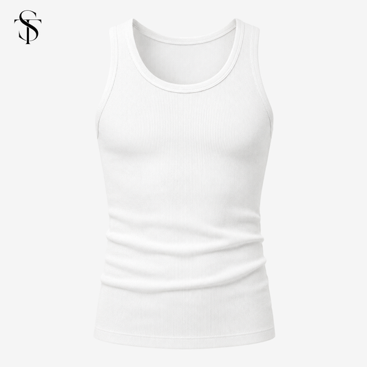 ST - Men's Ribbed Vest - White