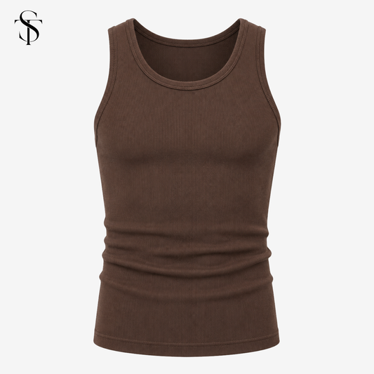 ST - Men's Ribbed Vest - Dark Brown