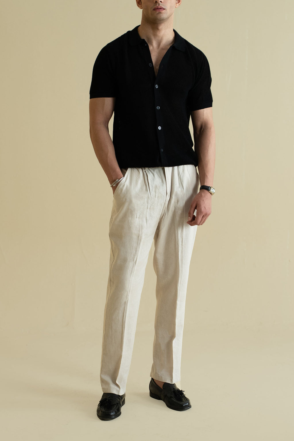Crochet Knitted Button Down Shirt