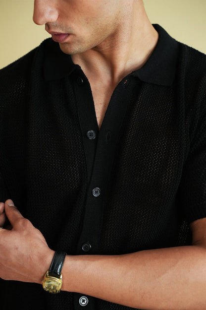 Crochet Knitted Button Down Shirt