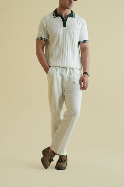Drop Needle Knitted Polo Shirt