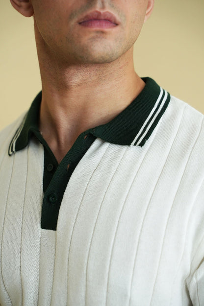 Drop Needle Knitted Polo Shirt