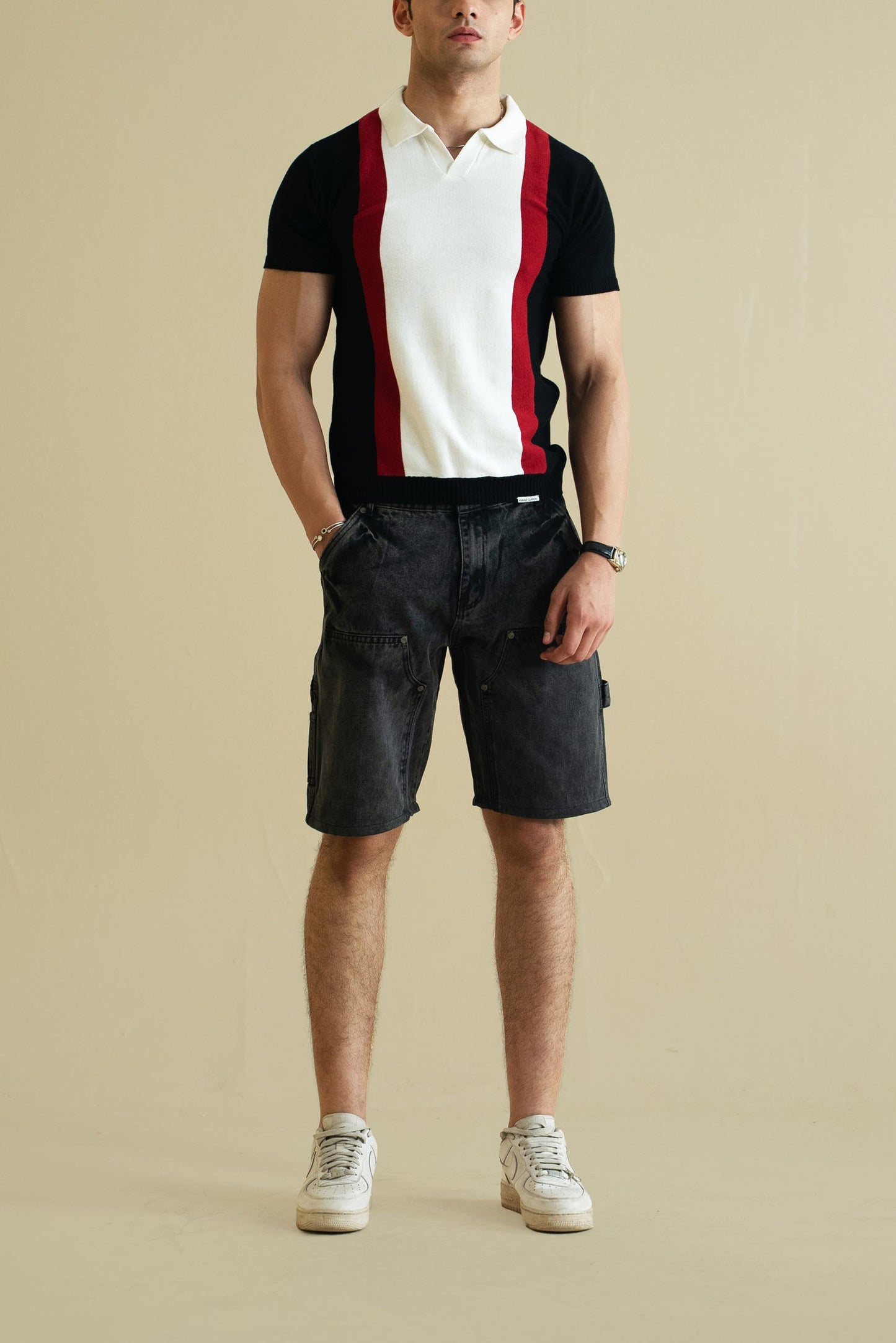 Striped Knitted Polo Shirt