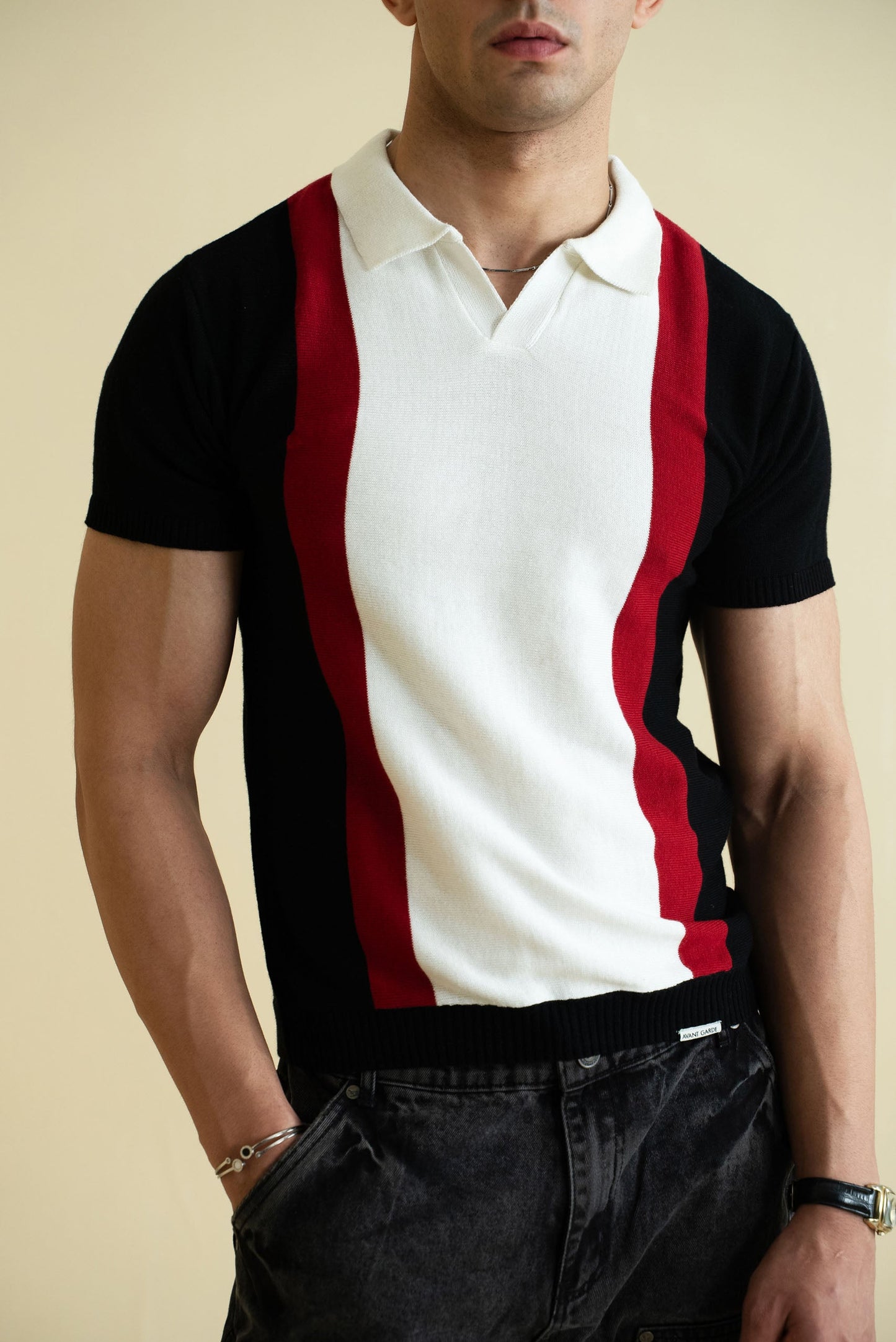 Striped Knitted Polo Shirt