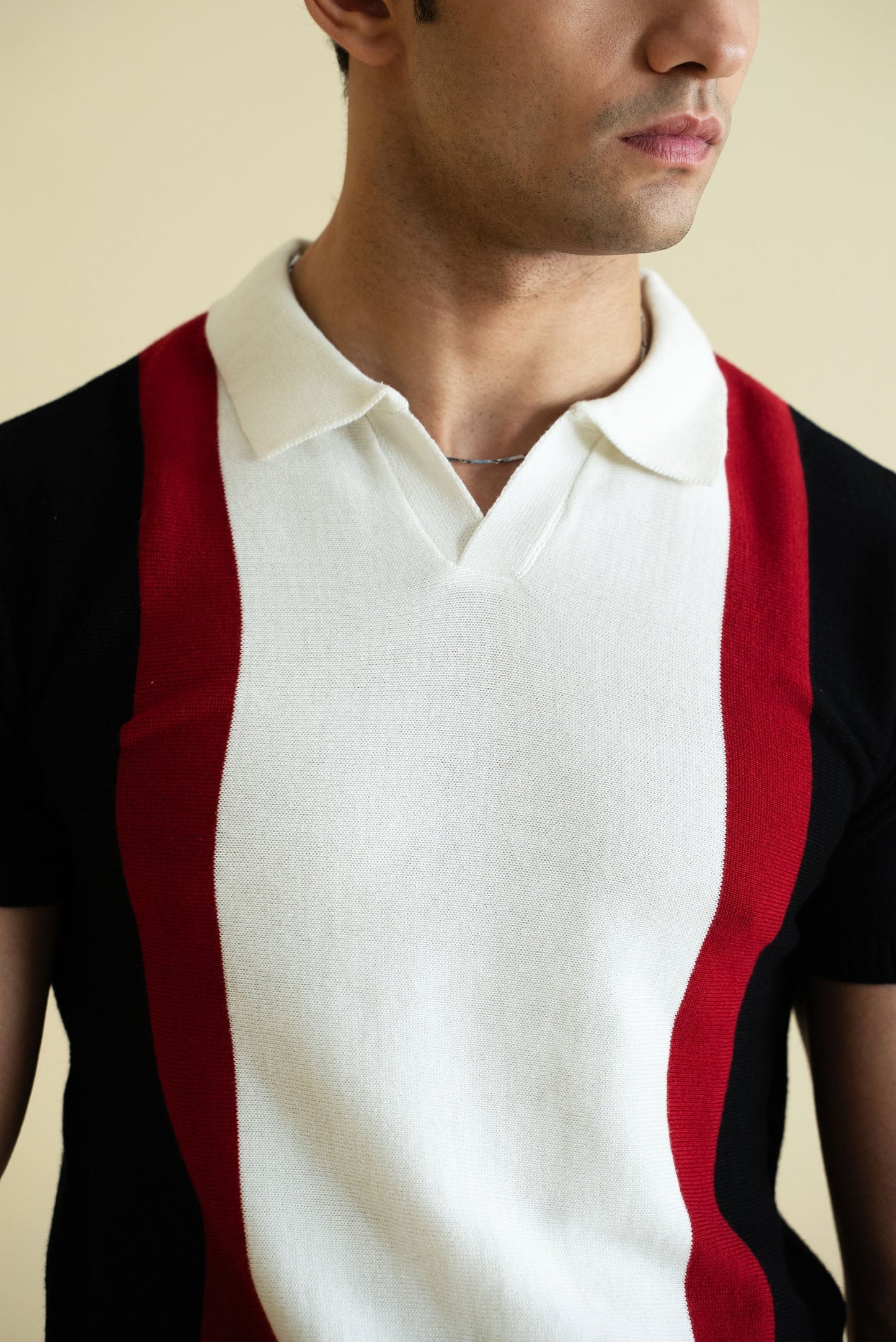 Striped Knitted Polo Shirt