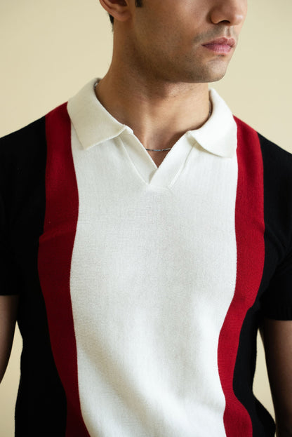 Striped Knitted Polo Shirt