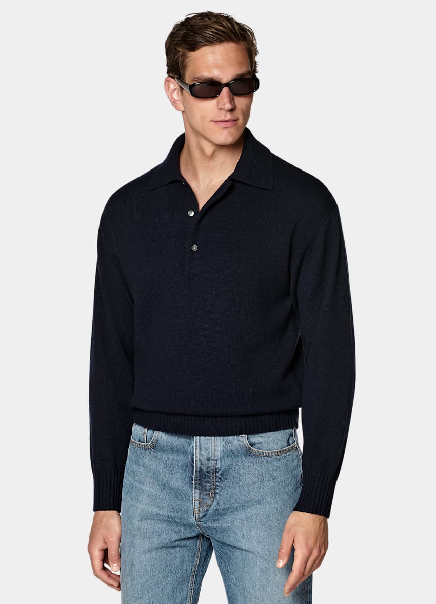 Navy Long Sleeve Polo