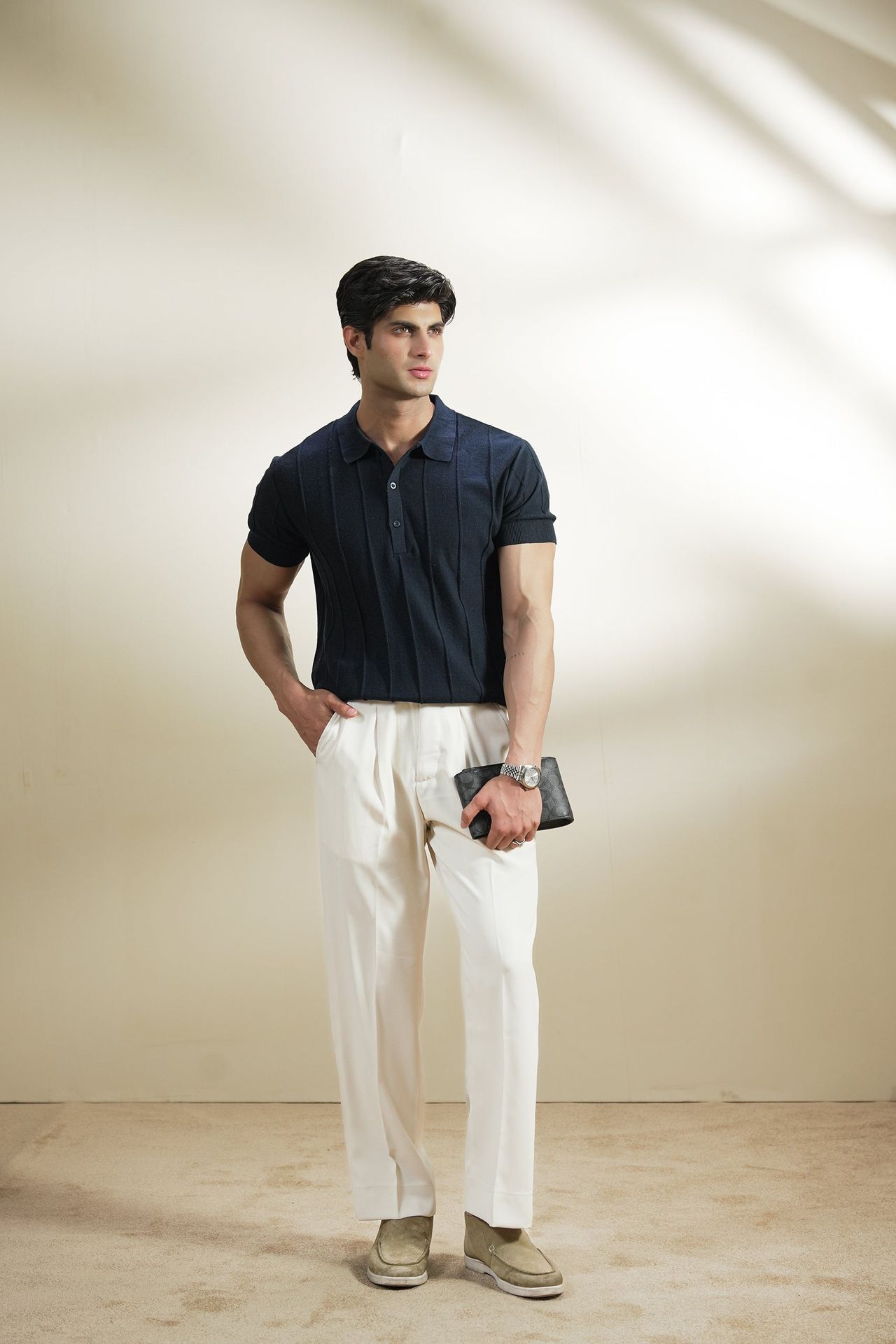 Pintex Knit Polo Shirt