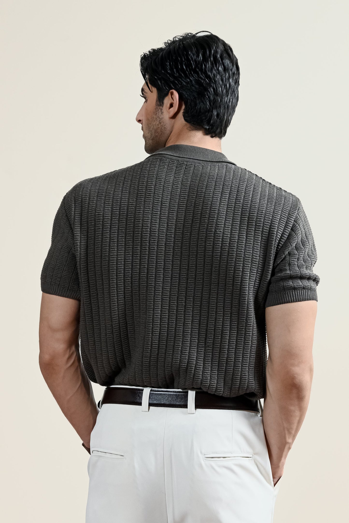 Textured Knit Polo Shirt